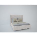 Кровать с декоративными гвоздиками Wing 140x200 см Велюр Бежевый — изображение 4