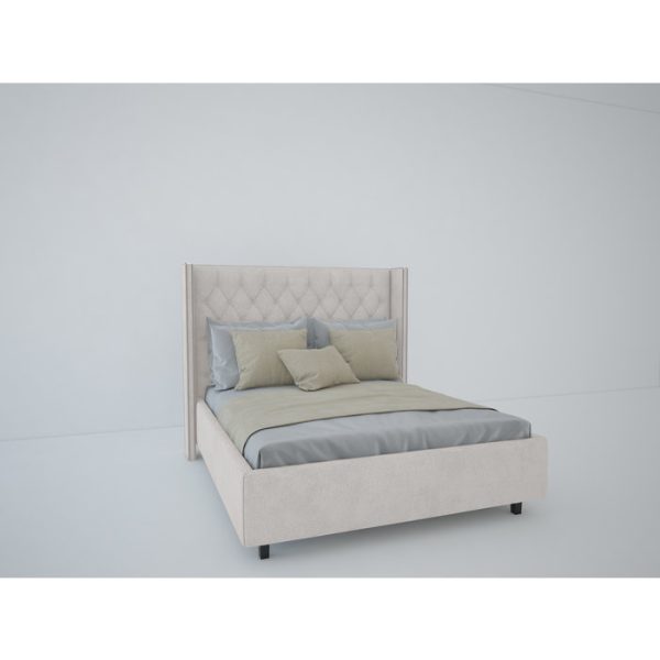 Кровать с декоративными гвоздиками Wing 140x200 см Велюр Бежевый — изображение 4