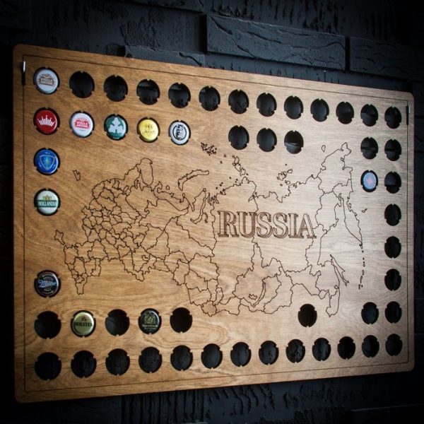 Копилка-панно для пивных крышек ANTON ANTON Карта России из натуральной березовой фанеры — изображение 2