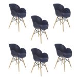 Набор из 6-х стульев на деревянных ножках синий