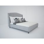 Кровать Diaz с обивкой из ткани светло-серого цвета 160х200 см — изображение 3