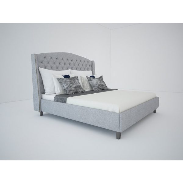Кровать Diaz с обивкой из ткани светло-серого цвета 160х200 см — изображение 3