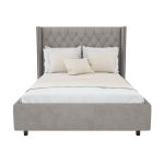 Кровать с декоративными гвоздиками Wing 160х200 см Лён Коричневый