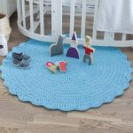 Вязаный коврик Голубой 100 см — изображение 7