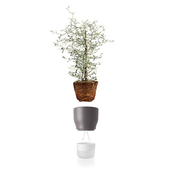 Горшок для растений с функцией самополива 13 см серый — изображение 2