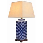 Керамическая настольная лампа с белым абажуром