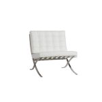 Кресло Barcelona Chair с обивкой из Белой Экокожи