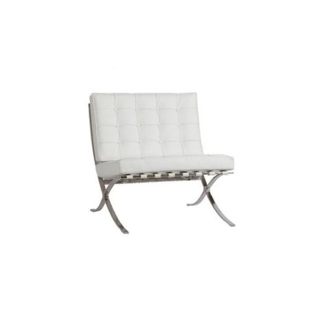 Кресло Barcelona Chair с обивкой из Белой Экокожи