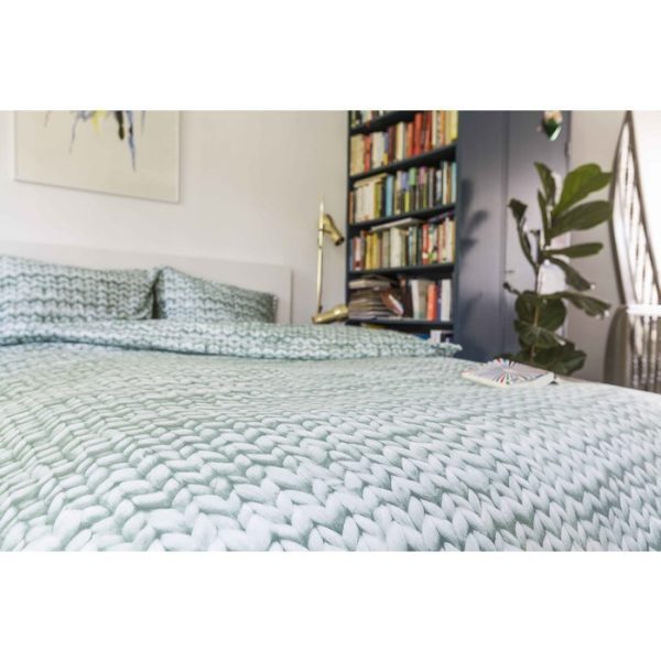 Комплект постельного белья Косичка зеленый 220х200 фланель — изображение 3