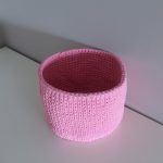 Вязаная корзина Розовая круглая малая