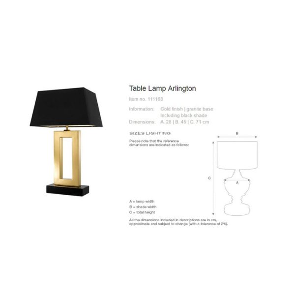 Настольная лампа  Table Lamp Arlington с черным абажуром  — изображение 4