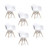 НАБОР ИЗ 6-Х СТУЛЬЕВ EAMES НА ДЕРЕВЯННЫХ НОЖКАХ  белый