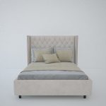 Кровать с декоративными гвоздиками Wing 180x200 см Лен Молочный — изображение 5