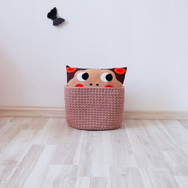 Вязаная корзина Какао круглая малая — изображение 2
