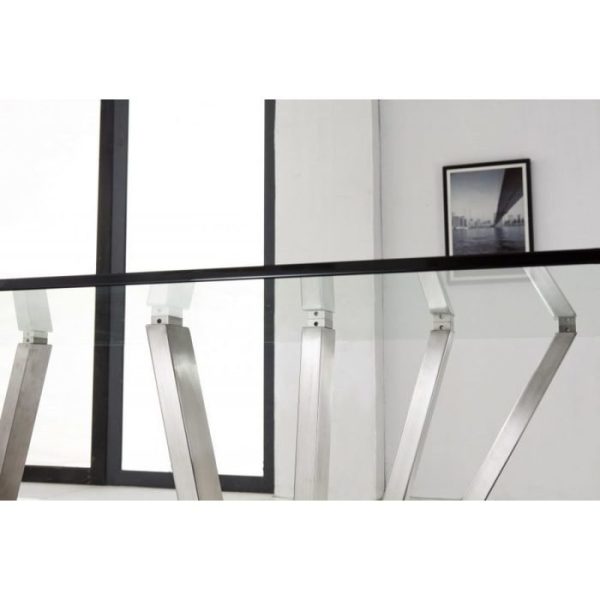 Обеденный прямоугольный стол на металлическом каркасе со столешницей из закаленного стекла — изображение 2
