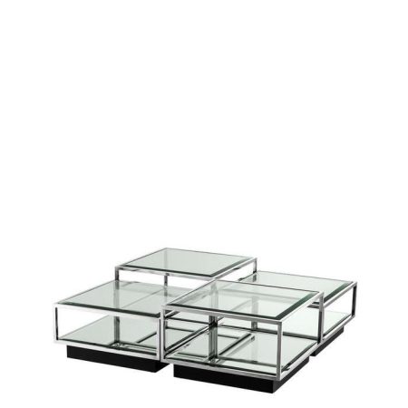Набор из 4-х столиков  Coffee Table Tortona set of 4 со столешницей из зеркального стекла