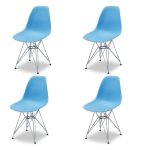 Набор из четырех стульев С ПЛАСТИКОВЫМ СИДЕНИЕМ голубой