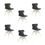 НАБОР ИЗ 6-ти СТУЛЬЕВ EAMES НА ДЕРЕВЯННЫХ НОЖКАХ  черный