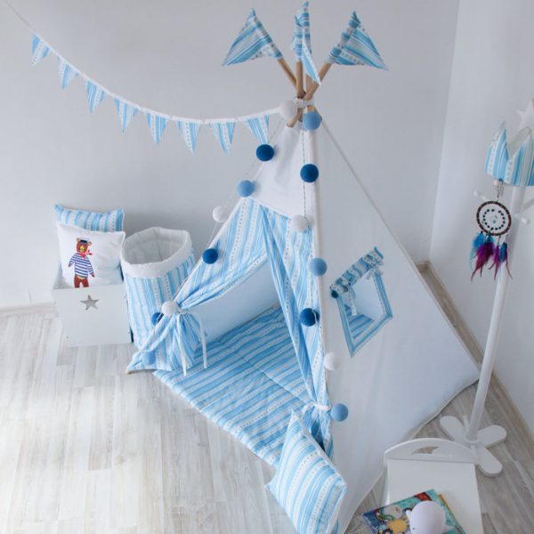 Стеганый игровой коврик Blue Stripes 110х110 см — изображение 5