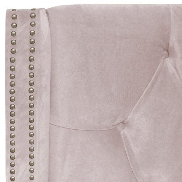 Кровать с декоративными гвоздиками Wing 160x200 см Велюр Пыльная роза — изображение 9