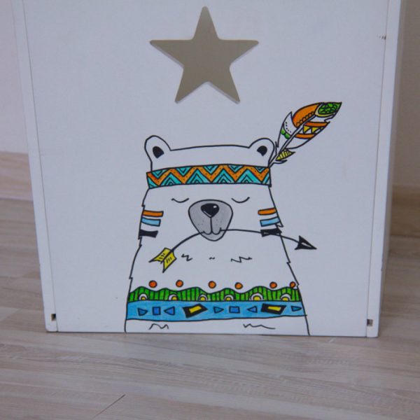 Деревянный ящик для игрушек, белый со звездочкой — изображение 9