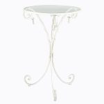 Кофейный столик Бельфор белый антик со стеклянной столешницы