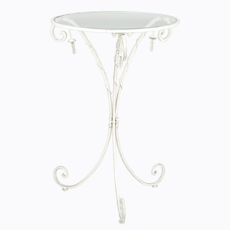 Кофейный столик Бельфор белый антик со стеклянной столешницы