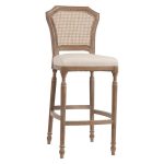 Барный стул Vintage French Nailhead Cane Back Кремовый Лен — изображение 2