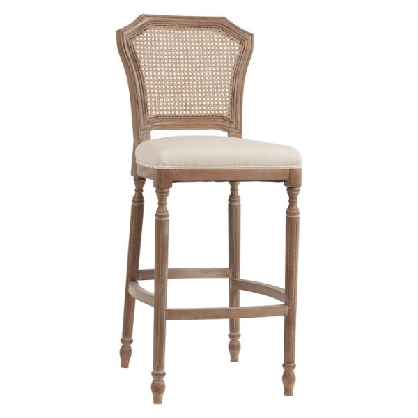 Барный стул Vintage French Nailhead Cane Back Кремовый Лен — изображение 2