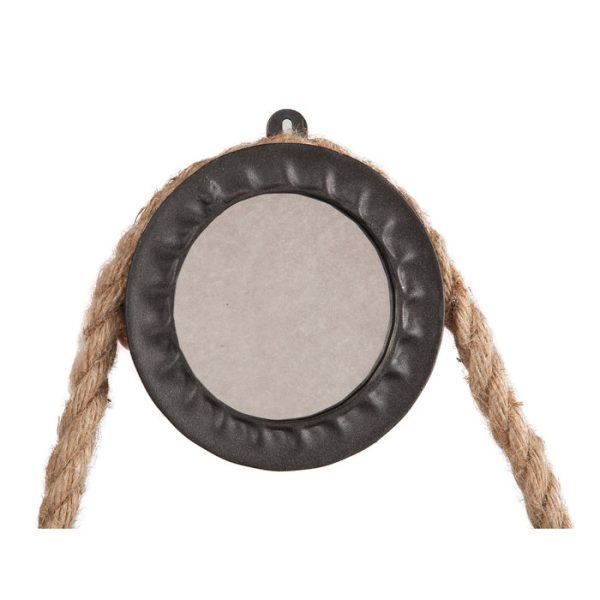 Зеркало в раме из металла и экокожи Iron and Rope Round Большое — изображение 2
