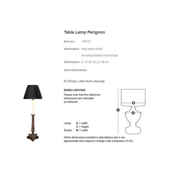 Настольная лампа  Perignon с черным абажуром — изображение 2