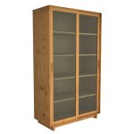 КНИЖНЫЙ ШКАФ-ВИТРИНА С РАЗДВИЖНЫМИ ДВЕРЬМИ дуб антик