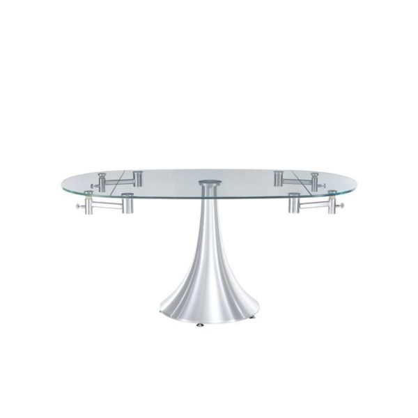 Обеденный стол-трансформер с овальной столешницей из прозрачного стекла — изображение 2