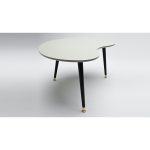 Стол журнальный WOODI Почка из дерева с светло-бежевой  столешницей