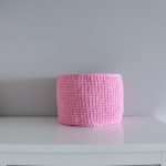 Вязаная корзина Розовая круглая малая — изображение 4