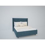 Кровать с декоративными гвоздиками Wing 160x200 см Велюр Морская волна — изображение 5