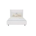 Кровать с декоративными гвоздиками Wing 140x200 см Велюр Молочный