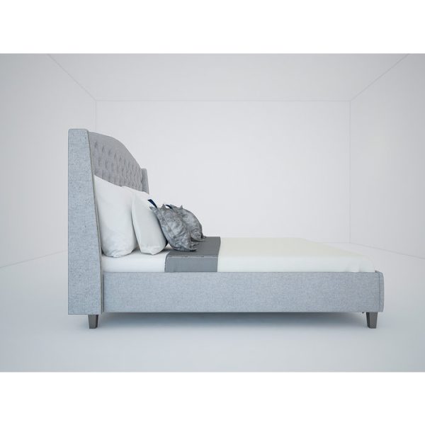 Кровать Diaz с обивкой из ткани светло-серого цвета 160х200 см — изображение 2