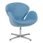 Кресло Swan Chair из шерстяной ткани голубого цвета