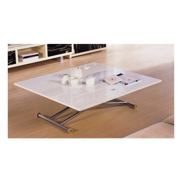 РАСКЛАДНОЙ ЖУРНАЛЬНО-ОБЕДЕННЫЙ СТОЛ С РЕГУЛИРУЕМОЙ ВЫСОТОЙ И БЕЛОЙ ГЛЯНЦЕВОЙ СТОЛЕШНИЦЕЙ — изображение 2