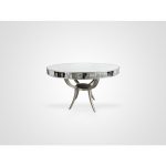 Стол обеденный круглый на металлическом основании с зеркальной столешницей