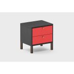 Прикроватная тумбочка Latitude SAGA HORDUR COLORED BODY черного цвета в отделке темный ясень с коралловыми элементами