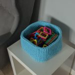 Вязаная корзина Голубая квадратная малая — изображение 4