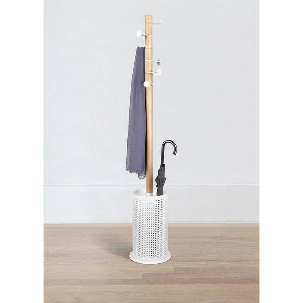 Вешалка напольная Umbra promenade белый/натуральное дерево — изображение 3