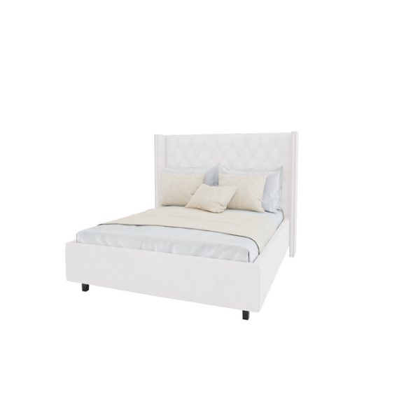 Кровать с декоративными гвоздиками Wing 180x200 см Велюр Молочный — изображение 2