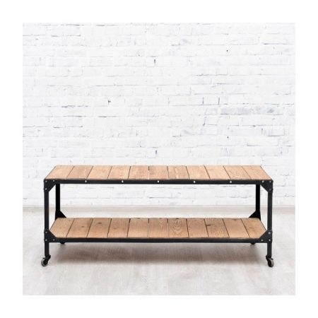 Журнальный стол Newport из массива дерева на колесиках 