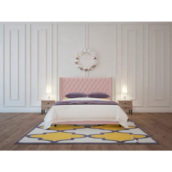 Кровать с декоративными гвоздиками Wing 160x200 см Велюр Пыльная роза — изображение 8