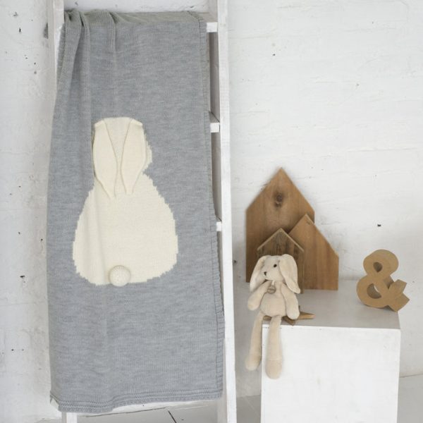 Плед Зайка 60х90 светло-серый меланж+белый — изображение 2