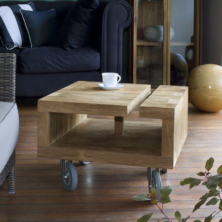 Стол журнальный d-Bodhi Leki из массива тика на колесах