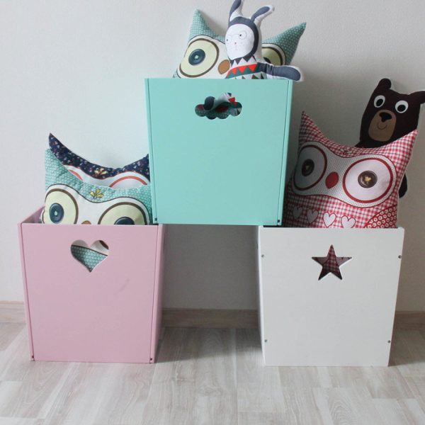 Деревянный ящик для игрушек бирюзовый с облачком — изображение 3